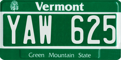VT license plate YAW625