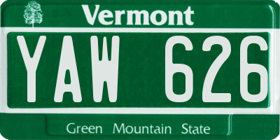 VT license plate YAW626