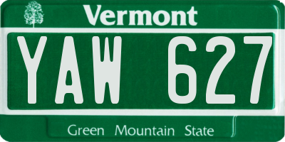 VT license plate YAW627