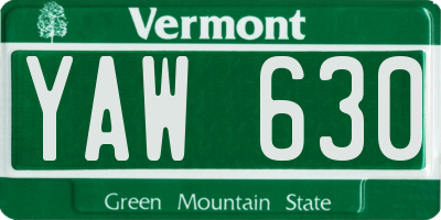 VT license plate YAW630