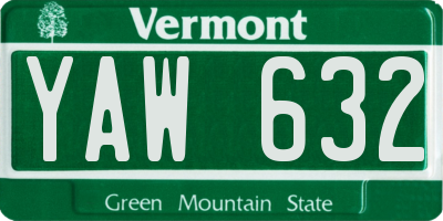 VT license plate YAW632