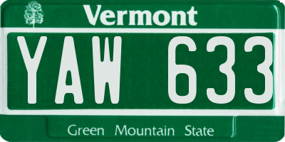 VT license plate YAW633