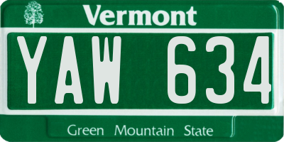 VT license plate YAW634