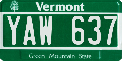 VT license plate YAW637