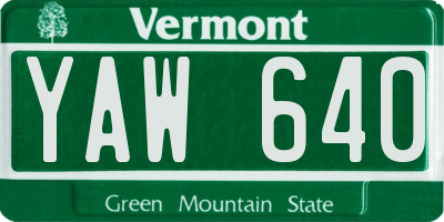 VT license plate YAW640