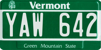 VT license plate YAW642