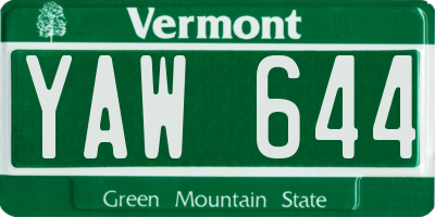 VT license plate YAW644