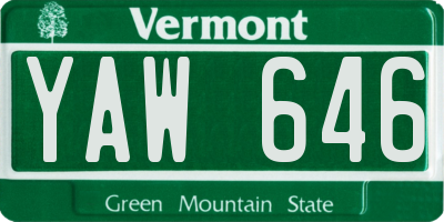 VT license plate YAW646
