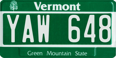 VT license plate YAW648