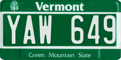 VT license plate YAW649