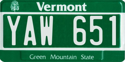 VT license plate YAW651