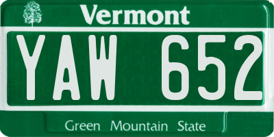 VT license plate YAW652