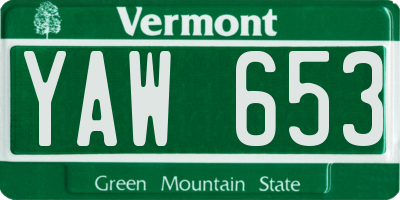 VT license plate YAW653
