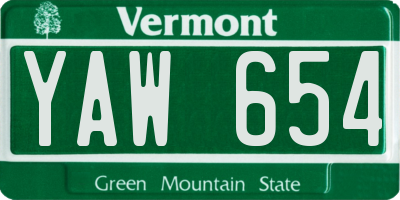 VT license plate YAW654