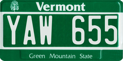 VT license plate YAW655