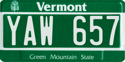 VT license plate YAW657