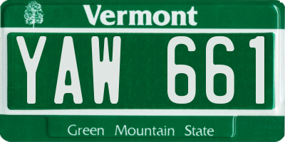 VT license plate YAW661