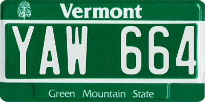 VT license plate YAW664