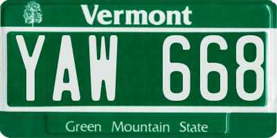 VT license plate YAW668
