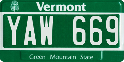 VT license plate YAW669