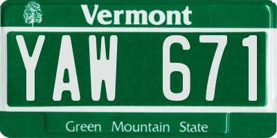 VT license plate YAW671