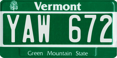 VT license plate YAW672