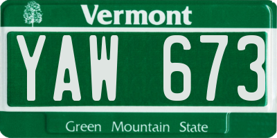 VT license plate YAW673