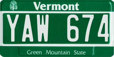 VT license plate YAW674