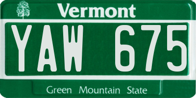 VT license plate YAW675