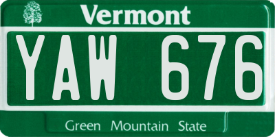 VT license plate YAW676