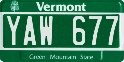 VT license plate YAW677