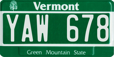VT license plate YAW678