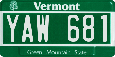 VT license plate YAW681
