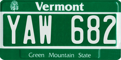 VT license plate YAW682