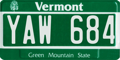 VT license plate YAW684