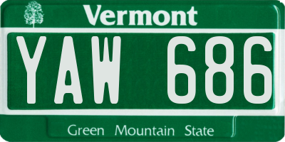 VT license plate YAW686
