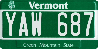 VT license plate YAW687