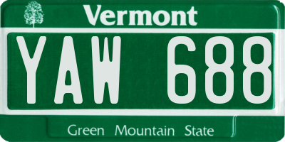 VT license plate YAW688