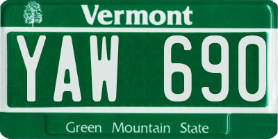 VT license plate YAW690