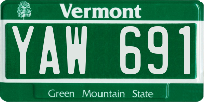 VT license plate YAW691