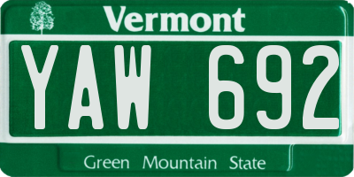 VT license plate YAW692