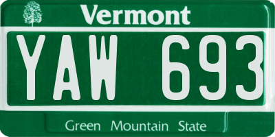 VT license plate YAW693