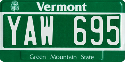 VT license plate YAW695