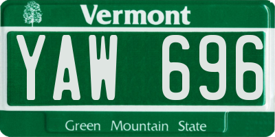 VT license plate YAW696