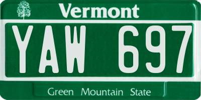 VT license plate YAW697