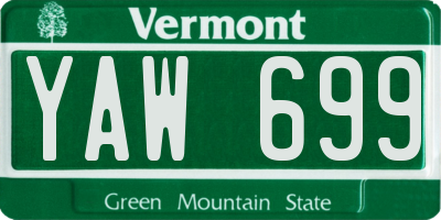VT license plate YAW699
