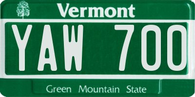 VT license plate YAW700
