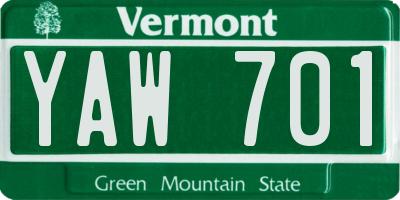 VT license plate YAW701