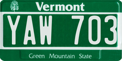 VT license plate YAW703