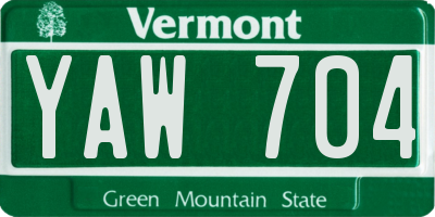 VT license plate YAW704